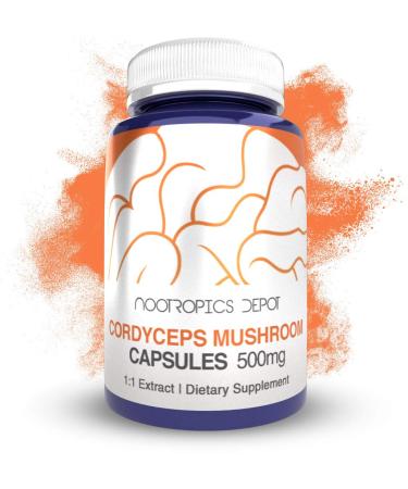 Nootropics Depot Cordyceps Mushroom Capsules | 500mg | 180 Count | Cordyceps militaris | Whole Fruiting Body Mushroom Supplement | Supports Healthy Immune System 180 Count (Pack of 1)