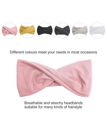 Huachi Women Non Slip Wide Bow Headbands 6 Pack - Stylish Turban Headwraps for Yoga & Beauty - Solid Color Hair Accessories - Buy Online on GoSupps.com