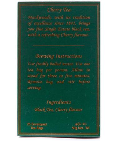 MACKWOODS CHERRY FLAVOURED SINGLE ESTATE BLACK TEA IN 25 ENVELOPED TEA BAGS - Buy Online on GoSupps.com