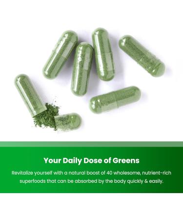 Organic Super Greens Capsules - Daily Fruits and Veggies Supplement - 150 Green & Reds Superfood Pills - 40+ Natural Whole Food Fruit & Vegetables, Prebiotic Fiber & Probiotics & Digestive Enzymes - Buy Online on GoSupps.com