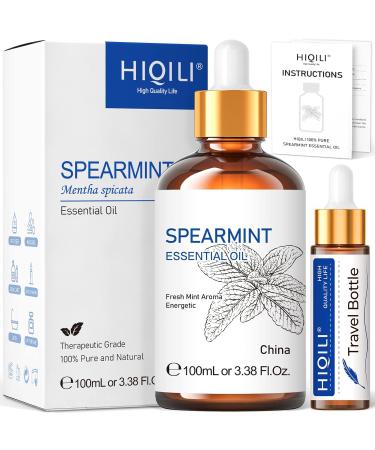 HIQILI Spearmint Essential Oil 100ml Pure and Natrual Spearmnint Oil Spearmint 100.00 ml (Pack of 1)