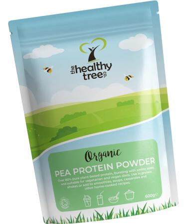 Organic Pea Protein Powder - European Vegan Protein Powder by TheHealthyTree Company for Muscle Growth & Recovery - Non-GMO Keto and Gluten-Free - Natural Unflavoured Pea Protein (600g) Unflavoured 600 g (Pack of 1)