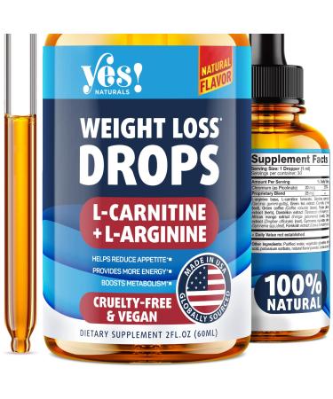 Weight Loss Drops - Natural Metabolism Booster & Appetite Suppressant - Made in USA - Diet Drops with Garcinia Cambogia  L-Arginine & L-Glutamine  2 Fl Oz