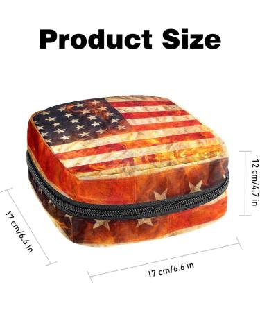 GIAPB Period Bag - American Flag and Flames Period Pouch Travel Makeup Bag - Buy Online on GoSupps.com