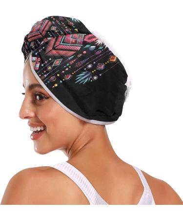 Buy Beautiful Tribal Geometric Hair Towels - 2 Pack Super Absorbent Quick Dry Turbans for Women & Girls - International Shipping Available - Buy Online on GoSupps.com