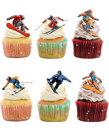 18pcs Ski Cupcake Toppers for Men Women Skiers Snowboard Cake Decor Winter Sport Skiing Snow Party Supplies Ski Themed Birthday Party Decorations - Buy Online on GoSupps.com