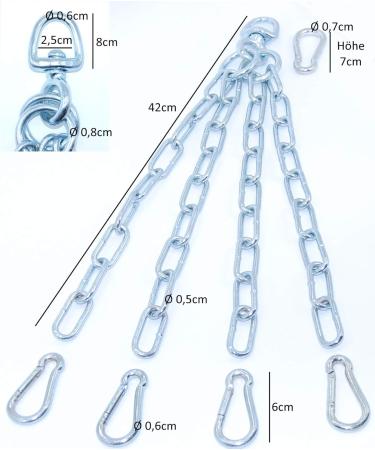 High-Quality Chain for Punching Bag/Sandbag - Ideal Home Sports Room Attachment with Rotating Vertebra & Carabiner Hooks - Buy Online on GoSupps.com