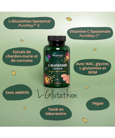 GLUTATHION Liposomal & Reduced PureWay - G | With Precursors: NAC Vitamin C MSM Glycine | Antioxidant + Anti Aging + Immu - Buy Online on GoSupps.com
