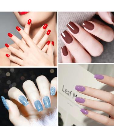 JSRQT Solid Glitter Color Full Wraps Nail Polish Stickers 8 Sheets Nail Art Polish Decals Tips Self-Adhesive Nail Polish with Nail Files Nail Strips Bright Pink Nail Wraps Nail Art Designs for Women - Buy Online on GoSupps.com