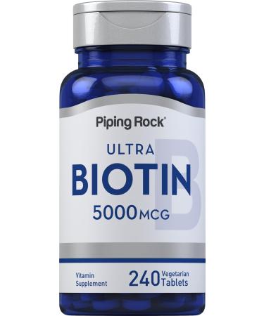 Piping Rock Biotin 5000mcg | 240 Tablets | Beauty Vitamin Supplement | Vegetarian Non-GMO Gluten Free