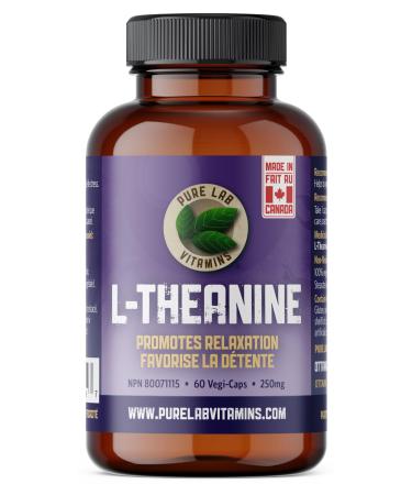 Pure Lab Vitamins | L-Theanine 250mg Vegi Capsules | Pressure and Concerns Relief Supplements | Brain Memory & Focus Supplement for Adults | Promotes Relaxation & Improves Sleep | Quality Gentle Sleep Aid
