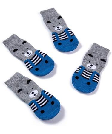 Pet Heroic Indoor Anti-Slip Socks for Dogs & Cats | 6 Sizes S-3XL | Paw Protection & Traction with Silicone Gel | Blue Bear 2XL - Buy Online on GoSupps.com