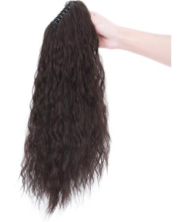 Natural Ponytail Extension Clip in Hair Extensions Long Curly Corn Wave Claw on Ponytail Heat Resistant Synthetic Hairpiece for Women Dark Brown - Buy Online on GoSupps.com