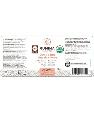 Goats Rue Lactation Supplement (ALCOHOL FREE VERSION) Certified Organic Herbal Breastfeeding Supplement To Boost Your Breastmilk Supply (Helps Build Breast Tissue) - Alcohol Free Fenugreek Free Non-GMO Vegan All Natural Made in Canada. 118ml / 4oz - Buy Online on GoSupps.com