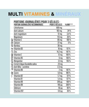 Multivitamins and Minerals - Calcium Magnesium Vitamin B1 B2 B3 B5 B6 B8 B9 B12 Vitamin C Vitamin E Zinc Copper Selenium - 120 Capsules - SFB Laboratoires - Buy Online on GoSupps.com