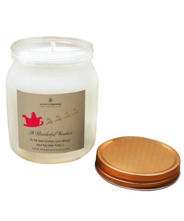 Christmas Personalised Brother SOYA Wax Large Honey Jar Candle (Spiced Cinnamon & Apple)