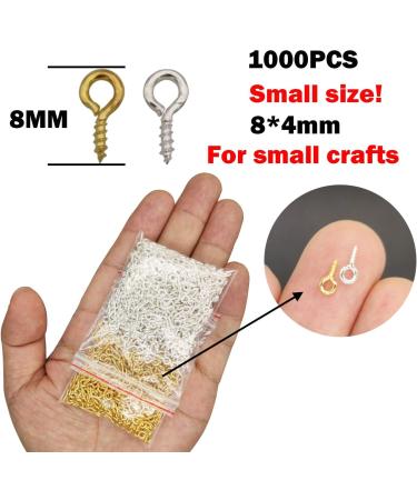 1000pcs Small Screw Eyes Pins for Jewelry Making - Silver & Gold 8mm x 4mm Mini Eyelet Hooks for Resin Clay Ornament Keychains - Buy Online on GoSupps.com