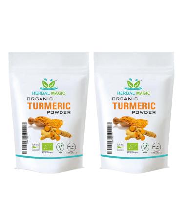Herbal Magic's Organic Turmeric Powder (Curcuma Longa)- High Curcumin Strength- Vibrant Smoothies Milk Shakes Soups Baking - Free from Fillers & Preservatives-of&G UK Organic Certified-200g 200 g (Pack of 1)
