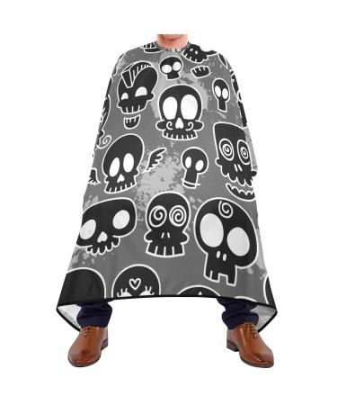 Waterproof Barber Cape -black skull pattern Cheetah Haircut Bib for Men Unisex Hair Cutting Cape(8rp1a)