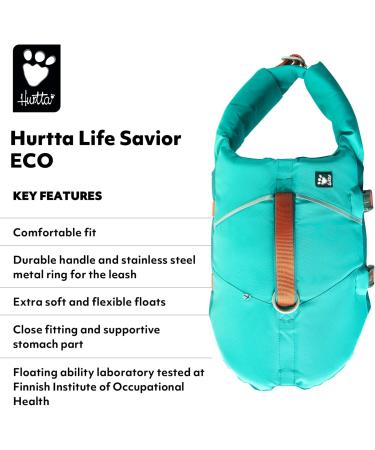 Hurtta Life Savior Eco Dog Swim Vest - Maximum Safety for Swimming SUP and Kayak (5-10 kg Peacock) - Buy Online on GoSupps.com