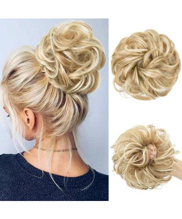 Hair part with rubber band Messy Bun Hair parts hair extension large bun hair part hair tie lured with hair synthetic hair extensions ponytail hair (27h613 (strawberry blonde & blonde bleach))) - Buy Online on GoSupps.com