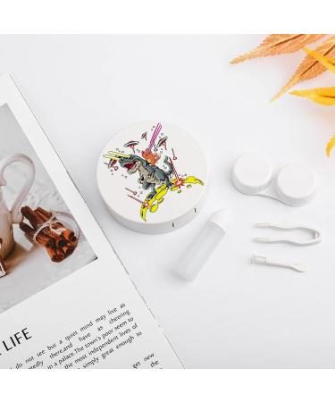 Space Laser Eyes Cat Riding T-Rex Round Case For Contact Lens Kit Storage Box with Mirror Printed - Buy Online on GoSupps.com