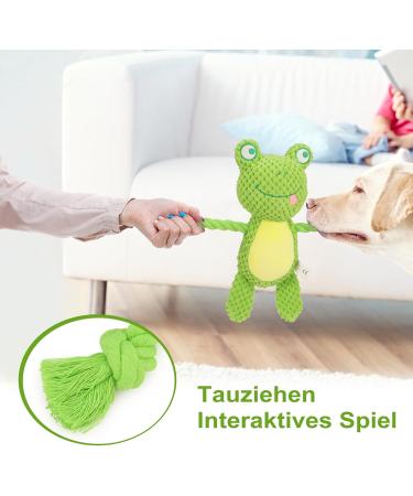 Tonyfy Dog Toys - Interactive Squeaky Plush Frog for Puppies & Small/Medium Dogs | Durable Cotton Rope & Crinkle Paper Fun - Buy Online on GoSupps.com