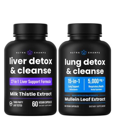 NutraChamps Liver Cleanse Capsules and Lung Cleanse Capsules 2 Pack Bundle