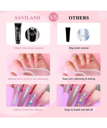 SAVILAND 3.53oz Pink Poly Gel Nail Kit for Salon and DIY Manicures - Buy Online on GoSupps.com