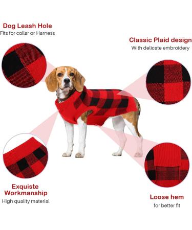 Katzinst Christmas Dog Sweater for Small Dogs | Fleece Styles for French Bulldogs Dachshunds Chihuahuas & Yorkshire Terriers | Red & Black - Buy Online on GoSupps.com