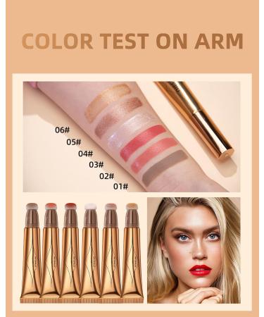 Liquid Blush Beauty Wand- Pink Matte Liquid Highlight Blush Stick with Cushion Applicator Easy to Blend Waterproof Blendable Face Dewy Blush Makeup Pen Cream Contour Beauty Wand for women Girl-02 02# Pink Blush - Buy Online on GoSupps.com