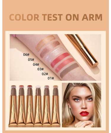 Shimmering Highlighter Beauty Wand with Cushion Applicator - Pearl White | Lightweight Waterproof Makeup Stick for Face & Body - Illuminator Pen for Women & Girls - Buy Online on GoSupps.com