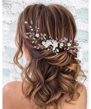Unicra Bridal Wedding Hair Vine | Silver Rhinestone Headpiece & Flower Hair Accessories for Women - Shop Now! - Buy Online on GoSupps.com