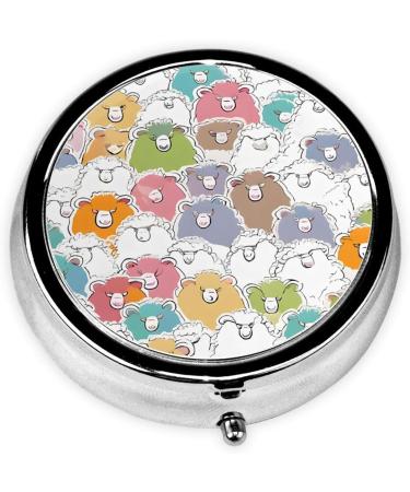 Colorful Sheep Cartoon Round Pill Box - 3 Compartment Portable Travel Organizer for Vitamins & Medications - Buy Online on GoSupps.com