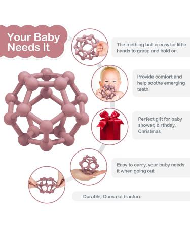MCGMITT Silicone Baby Teething Toy - BPA-Free Baby Teether Ball for Grab Training | Soft Sensory Ball Teething Toy for Newborns (6+ Months) | Food-Grade Silicone | Dark Pink 10cm - Buy Online on GoSupps.com