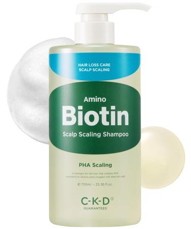 CKD Amino Biotin Scalp Shampoo - Hair Loss Relief Hypoallergenic Formula with PHA - Anti Residue Gentle Cleansing for Oily and Sensitive Scalp 25.4 fl.oz.