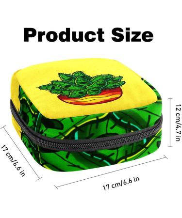 Menstrual Pad Bag with Zipper | Ladies Napkin Pouch & Tampons Collection Bag for Women & Girls - Yellow Cactus - Buy Online on GoSupps.com