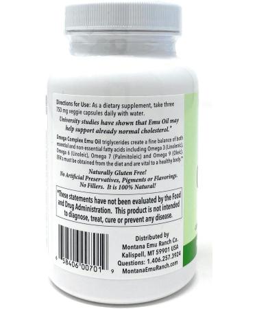 Laid In Montana Montana Emu Ranch Omega Complex Emu Oil - 90 Veggie Capsules - Buy Online on GoSupps.com