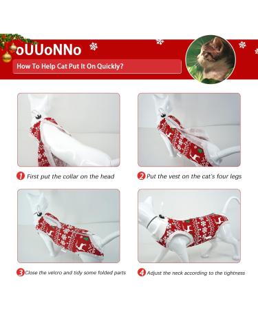 Buy Ouuonno Cat Wound Recovery Suit - Pink Christmas Pajama for Abdominal Wounds | E-Collar Alternative (S Size) - Buy Online on GoSupps.com
