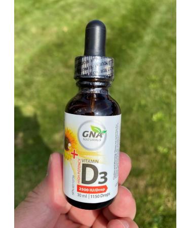 GNA Naturals Vitamin D3 Drops 2500 IU 30ml - Liquid Vitamin D3 for Adults - High Potency Flavorless Easy to Absorb - Pure D3 Supplement for Daily Wellness - Supports Bone Heart and Teeth Health - Buy Online on GoSupps.com