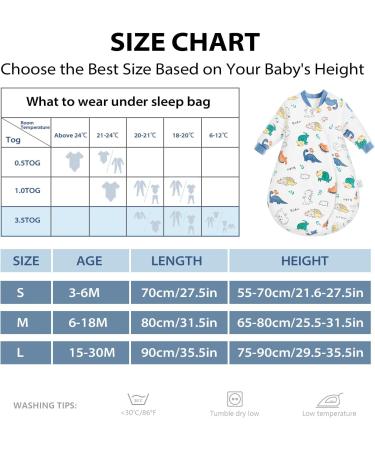 Organic Cotton Baby Sleeping Bag Long Sleeves 3.5Tog | 24-28in/3-6 Months - Buy Online on GoSupps.com