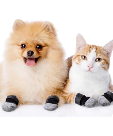 Frienda 8-Piece Anti-Slip Dog Socks for Small Puppies and Kittens - Adjustable Paw Protector with Traction Control in Black and Gray (Size S) - Buy Online on GoSupps.com