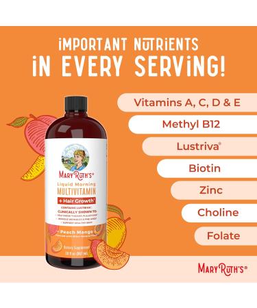 MaryRuth Organics Liquid Multivitamin + LustrivaÂ® Hair Growth Vitamins - Peach Mango - 30 Fl Oz. - Buy Online on GoSupps.com