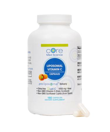 Liposomal Vitamin C by Core Med Science - 1000mg - 180 Capsules - Quali -C - Vitamin C Supplement - Made in USA 180 Count (Pack of 1)