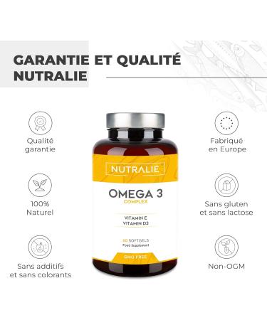 OMEGA 3 Organic Pure Wild Fish Oil 2000 mg Omega 3 with DHA EPA Vitamins D3 E - 60 Capsules Fish Oil Nutralie (Taste Free) - Buy Online on GoSupps.com