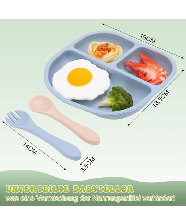FireTink 3-Piece Silicone Baby Plate Set - BPA-Free Suction Cup Slip-Resistant Children's Dishware with Fork & Spoon - Buy Online on GoSupps.com