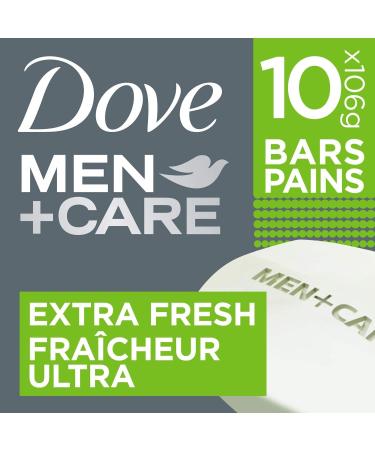 Dove Men+Care Body and Face Bar Soap (Extra Fresh 10 Count) + Fresh & Clean 2-in-1 Shampoo & Conditioner (750ml) - Buy Online on GoSupps.com
