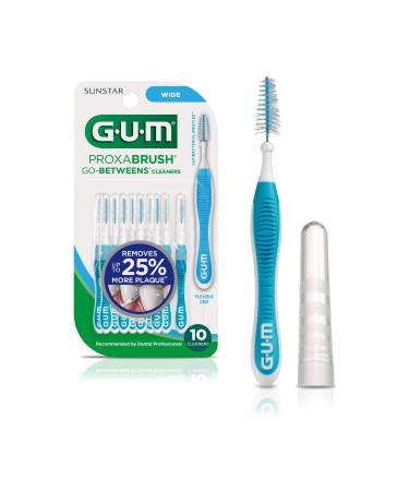 GUM Proxabrush Go-Betweens Interdental Brushes Wide for Plaque Removal 10 Count 10 Count (Pack of 1) Wide Leg