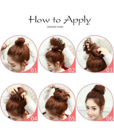 Synthetic Hair Bun Chignons Extension - Wavy Updo Scrunchy in Medium Brown to Bleach Blonde - Buy Online on GoSupps.com