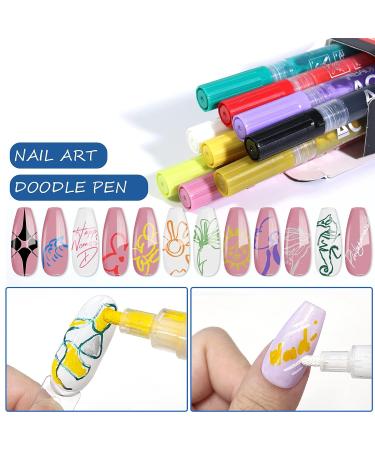 U-Shinein 12 Colors Nail Art Pens - Waterproof 3D Painted Drawing Graffiti Pen for DIY Nail Painting - Buy Online on GoSupps.com